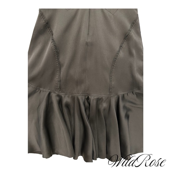 ZAC POSEN Black Silk Flutter Flounce Fitted Cocktail Sheath Dress SZ 2 - Picture 8 of 12